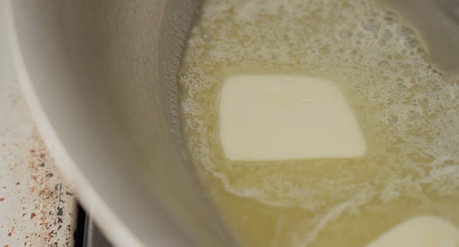 melting butter in a pan