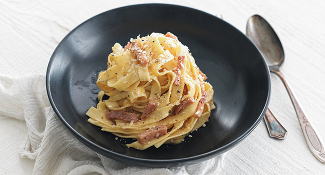 pasta alla papalina with ham