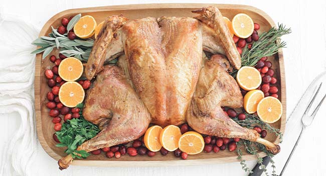 spatchcock turkey with garnishes