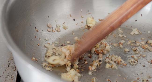 browning shallots and peppercorns