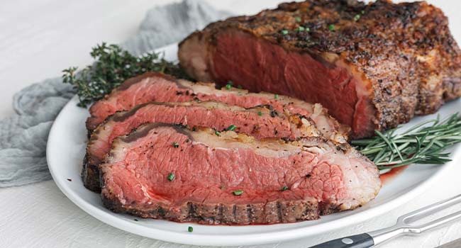 sliced new york strip butter with herbs