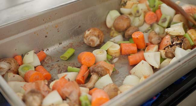 roasting veggies in a pan