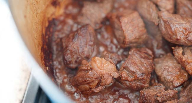 searing beef chunks