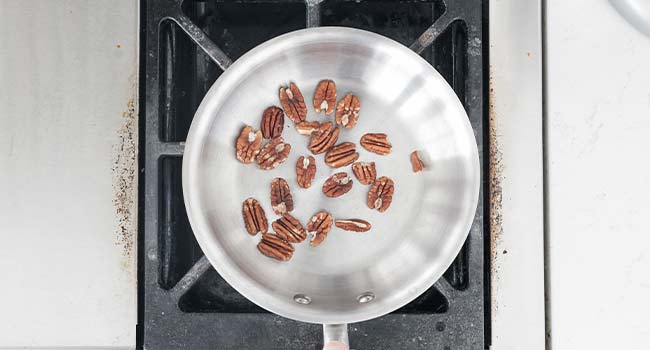 toasting pecans in a pan