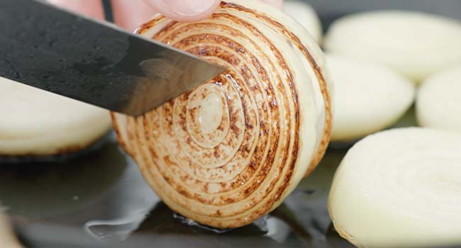 searing an onion