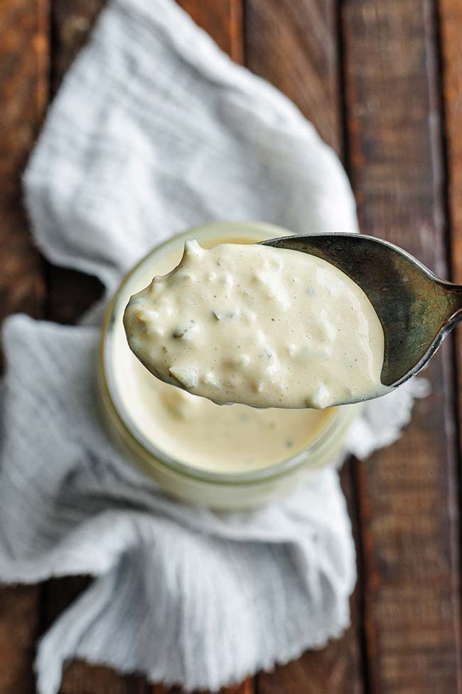 burger sauce on a spoon