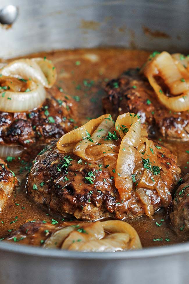 hamburger steak in onion gravy