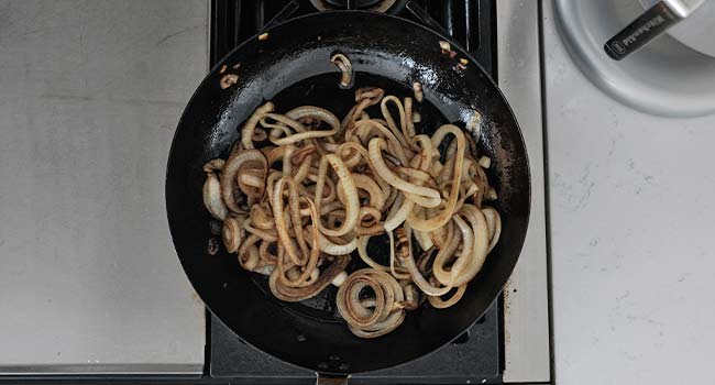 caramelized onions in a pan