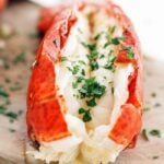 steamed lobster tails with parsley