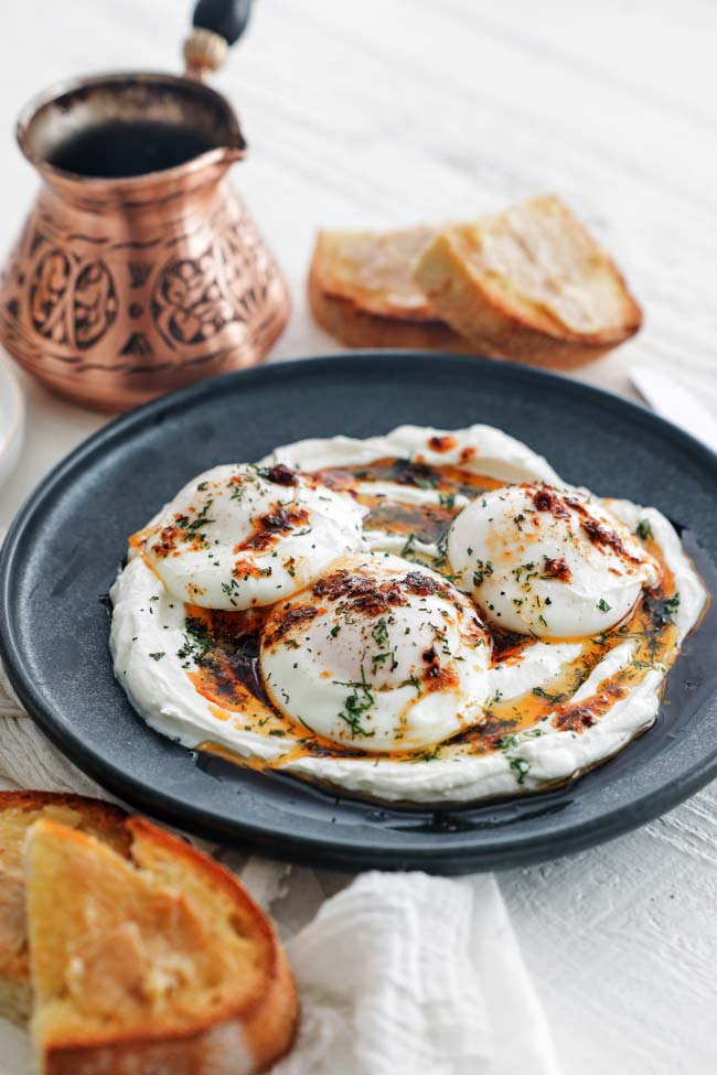 turkish eggs on a plate